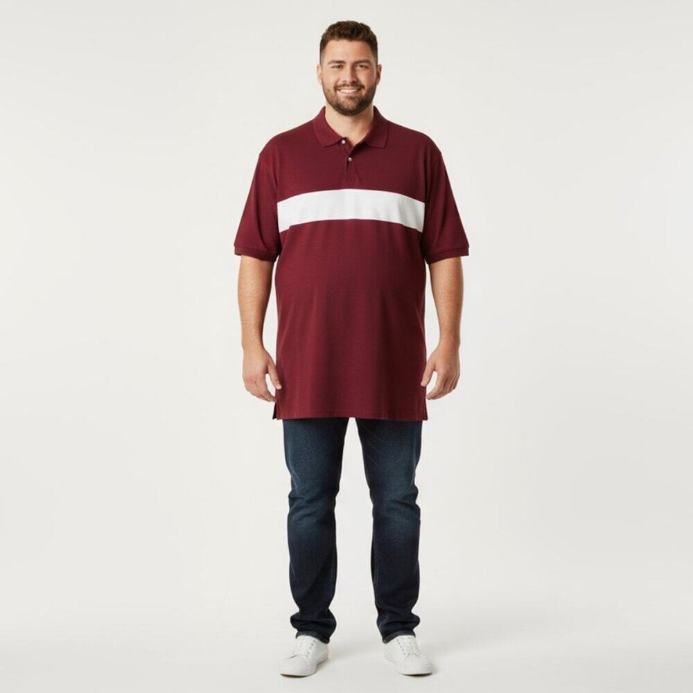 Harbor Bay Polo Shirt 4XT – Maroon with White Stripe, Washed But Never Worn